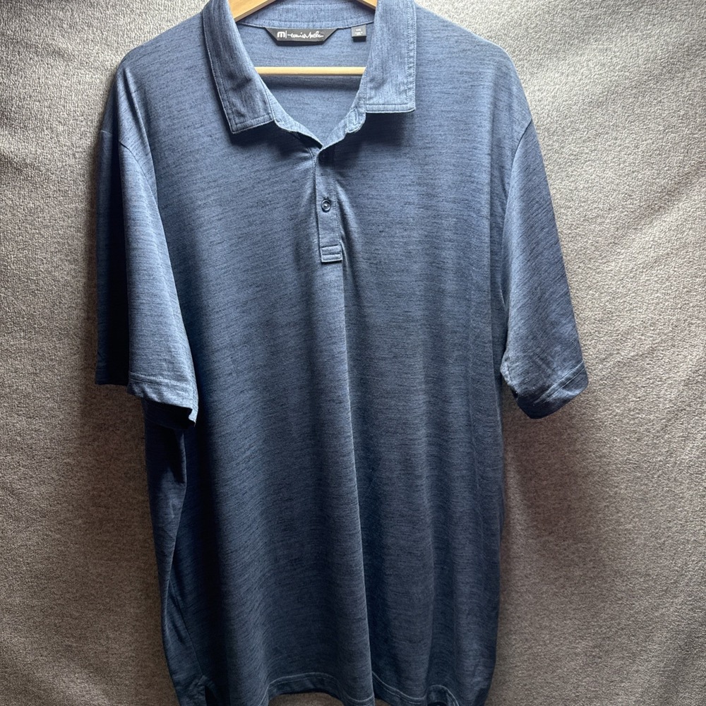 Travis Mathew Golf Pole 2XL Heather Blue Black